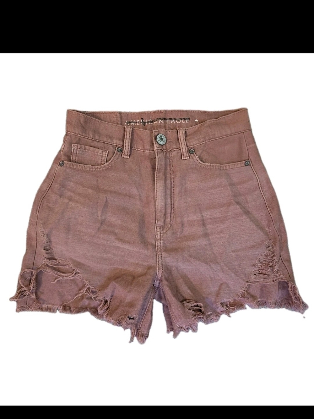 NWOT American Eagle Distressed High Rise Denim Shorts Mauve 00
